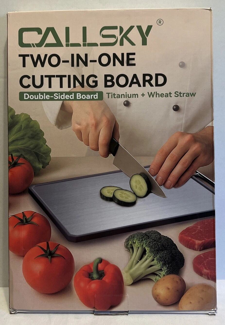 2-in-1 Titanium Cutting Board 16.3x11, Double Sided, Dishwasher Safe, BPA Free